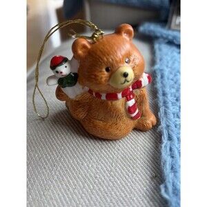 Vintage LIL CHIMERS Bear Porcelain Bell Christmas Ornament